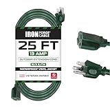 25 Foot Outdoor Extension Cord - 16/3 SJTW Durable Green Extension Cable with 3 Prong Grounded Plug for Safety - Great for Powering Outdoor Christmas Decorations