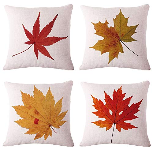 Tool Gadget Throw Pillow Covers, Autumn Leaves Cushion Cover, Fall Decorations Couch Pillow Cases, Cotton Linen Fall Decor, 18"x18" for Sofa Couch Bed and Car