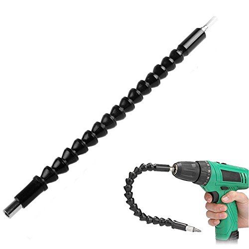 DR.Machinist 2Pcs 11.8 Inch Flexible Extension Soft Shaft with Screw Drill Bit Holder, Hexagon Drill Connection Size of 1/4 Inch (Black)