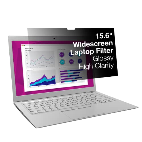 3M High Clarity Privacy Filter for 15.6 Inch Widescreen Laptop with Comply Attachment System for Flip-Share, Reversible Gloss/Gloss, Reduces Blue Light, Screen Protection (HC156W9B)
