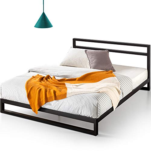 Book Cover Zinus 7 Inch Platforma Bed Frame with Headboard / Mattress Foundation / Boxspring Optional / Wood Slat Support, King