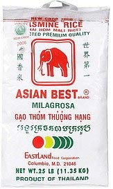Elephant Brand Thai Jasmine Rice 25lb With FREE Gift ( 5 Pairs Natural Bamboo Chopsticks) By KC Commerce