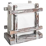 MyGift Farmhouse Rustic Torched Wood Napkin Holder for Table with Cross-Corner Design
