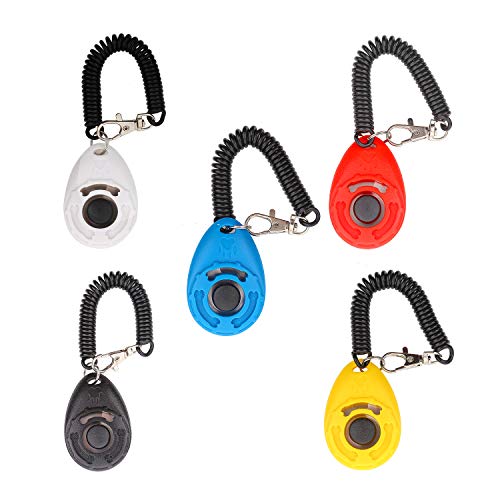 Chiachi 5 Piece Dog Training Clicker Deluxe Model With Wristband New Upgrade Version, 5 Color
