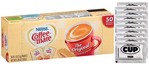Book Cover Coffee Mate - Original 3 Gram Single Serve Powdered Creamer Packets 50 Count Box (Pack of 1) - with Exclusive By The Cup Sugar Packets