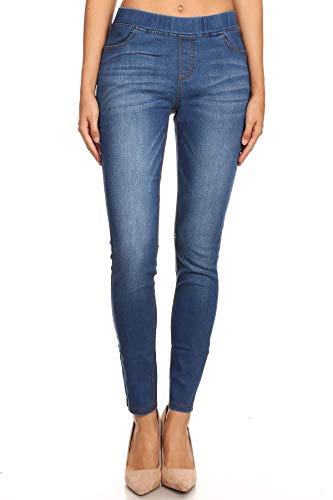 Women's Ripped Destroyed Skinny Jeans & Jeggings Pull-On Elastic Waist Stretch Denim Pants Regular-Plus Size