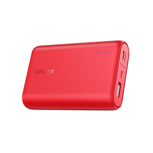 Book Cover Anker PowerCore 10000 Portable Charger, One of The Smallest and Lightest 10000mAh External Battery, Ultra-Compact High-Speed-Charging-Technology Power Bank for iPhone, Samsung Galaxy and More (Red)