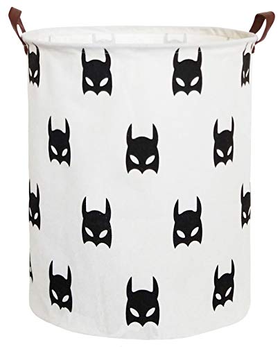 Book Cover HIYAGON Large Sized Storage Baskets with Handle,Collapsible & Convenient Home Organizer Containers for Kids Toys,Baby Clothing (Black Bats)