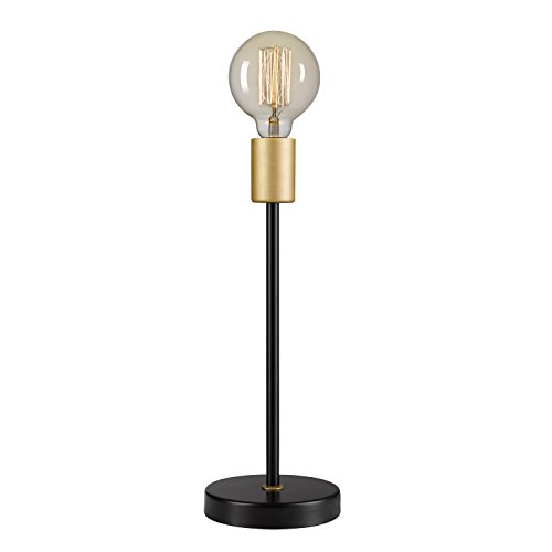 Globe Electric 12939 15" Table Lamp, Black Finish, Exposed Gold Socket, in-Line On/Off Rocker Switch, Table Lamp for Living Room, Home Décor, Nightstand, Home Improvement, Home Office Accessories