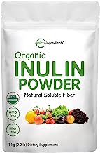 Organic Inulin FOS Powder (Jerusalem Artichoke), 2.2 Pounds (35 Ounce), Quick Water Soluble, Prebiotic Intestinal Support for Colon and Gut Health, Natural Fibers for Smoothie & Drinks, Vegan Friendly