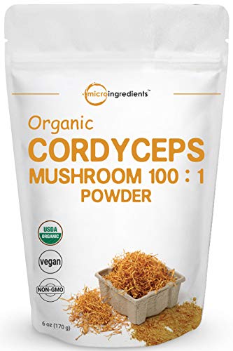 Sustainably US Grown, Organic Cordyceps Mushroom Extract 100:1, 6 Ounce, Cordyceps Powder Organic, Supports Energy and Immune Health, No GMOs and Vegan Friendly