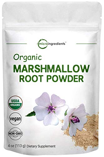 Book Cover Pure USDA Organic Marshmallow Root Powder, 4 Ounce, Supports Digestive Gastrointestinal Health, No Irradiated, No Contaminated and No GMOs, Vegan Friendly