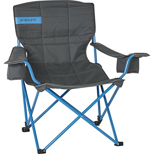 Kelty Deluxe Reclining Lounge Chair, Smoke/Paradise Blue – Folding Camp Chair for Festivals, Camping and Beach Days