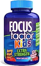Focus Factor Kids Extra Strength Complete Vitamins: Multivitamin & Neuro Nutrients (Brain Function), Vitamin B12, C, D3, 120 Count, 60 Day Supply