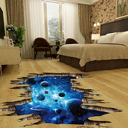 Book Cover SMYTShop 3D Blue Cosmic Galaxy Floor/Wall Sticker Removable Mural Decals Vinyl Art Living Room Decors 23.6