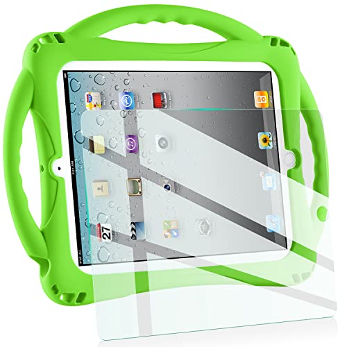 iPad 2 Case For Kids,TopEsct Shockproof Silicone Handle Stand Case Cover&(Tempered Glass Screen Protector) For Apple iPad 2,iPad 3,iPad 4 (Green)