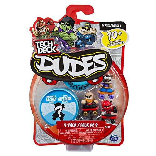 Tech Deck Dudes - 4-Pack Collectible Skater Figures with Boards (Styles and Colors May Vary)