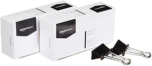 Book Cover Amazon Basics Binder Paper Clip, Medium, 12 Clips per Box, 2-Pack