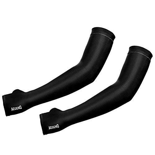 Aegend Arm Sleeves with Thumb Holes, UPF 50 UV Protection Cooling Sun Sleeves for Golf, Cycling, Running, Outdoor Sport for Men Women Adult Youth, Medium