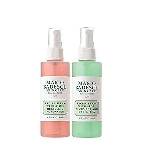 Mario Badescu Facial Spray Herbs/Rosewater and Cucumber/Green Tea, 4 Fl Oz (Pack of 2)