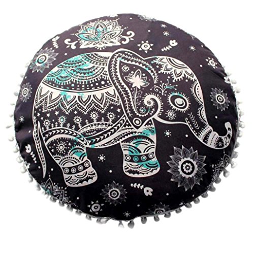 Lisin 17.017.0" Indian Mandala Pillows Round Bohemian Home Cushion Pillows Cover Case Cushions (G)