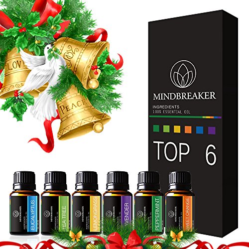 Organic Aromatherapy Essential Oil Setâ€“ 6 Bottles Aromatherapy Essential Oil Eucalyptus, Lavender, Tea Tree, Lemon, Sweet Orange, Peppermint for Home, Office, Sleep, Meditation.Works all Oil Diffusers