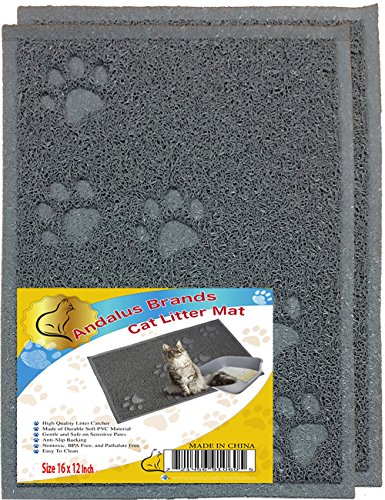 Book Cover ANDALUS Cat Litter Mat, Gray, Small (16