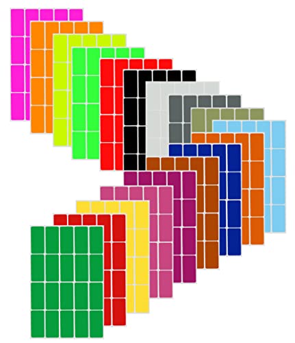Royal Green Rectangular Color Coding Stickers 1.57inch x 0.75 inch Rectangle Label in 18 Assorted Colored Tags Labels for Kids(40mm x 19) 360 Pack