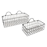 DII Farmhouse Vintage Décor, Wire Wall Basket, Assorted, Gray, 2 Piece