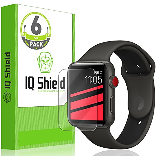 Book Cover IQ Shield Screen Protector Compatible with Apple Watch 42mm (Apple Watch Nike+, Series 3, 2, 1)(6-Pack) Anti-Bubble Clear Film