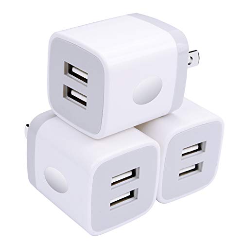 Book Cover Wall Charger, USB Brick 3Pack 2.1A/5V Dual Port USB Plug Charger Cube Power Adapter Fast Charging Block for iPhone X 8 7 6 Plus 5S, iPad, Samsung Galaxy S8 S7 S6 Edge, LG, ZTE, Moto, Android Phone