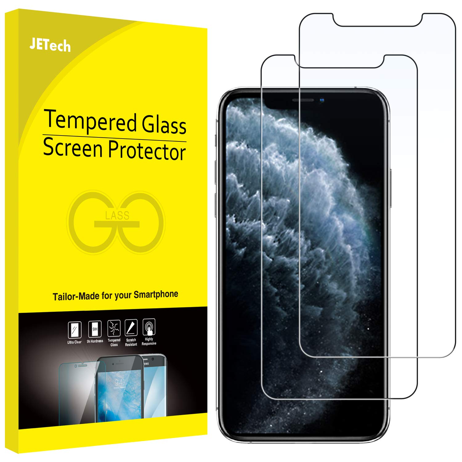 Book Cover JETech Screen Protector for iPhone 11 Pro, iPhone Xs and iPhone X 5.8-Inch, Tempered Glass Film, 2-Pack