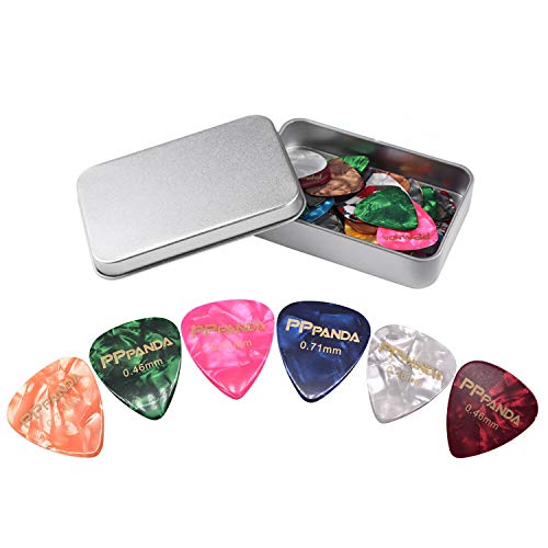 Book Cover PPpanda Guitar Picks 48pcs, Guitar Plectrums for Your Electric, Acoustic, or Bass Guitar Thin, Medium, Heavy 0.46 0.58 0.71 0.84 0.96 1.2mm
