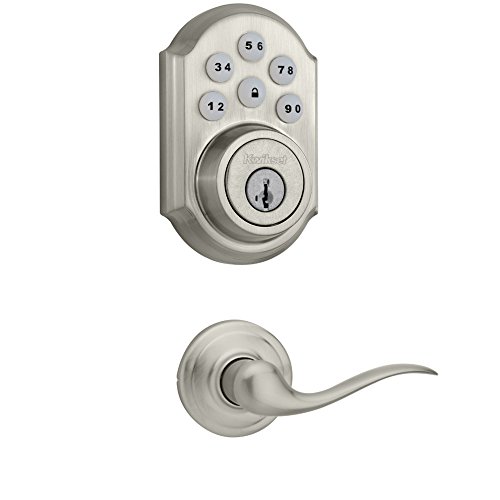 Kwikset 909 SmartCode Electronic Deadbolt featuring SmartKey with Tustin Passage Lever (Satin Nickel)