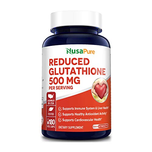 Book Cover Reduced Glutathione 500 mg 180 Veggie Capsules (Vegan,Non-GMO & Gluten-Free) L-Glutathione Antioxidant Support* Liver Health Support* Supports Healthy Immune System*