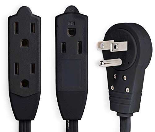 Maximm Cable 1 Ft 360Â° Rotating Flat Plug Extension Cord/Wire, 16 AWG 12 Inch Multi 3 Outlet Extension Wire, 3 Prong Grounded Wire - Black - UL Listed