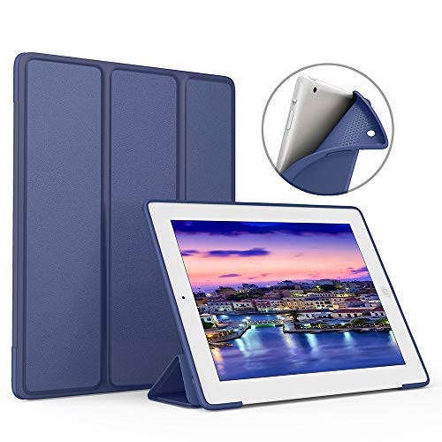 Aoub Case for iPad 2/3/4 (Old Model), Ultra Slim Lightweight Trifold Stand Smart Auto Sleep/Wake Cover, Soft TPU Silicone Back Case for iPad 2nd/3rd/4th Generation, Navy Blue