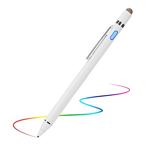 Evach Active Stylus Digital Pen with Ultra Fine Tip Stylus for iPad iPhone Samsung Tablets, Compatible with Apple Pen,Stylus Pen for iPad Pro, White.