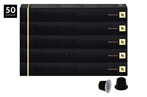 Nespresso Ristretto Capsules for OriginalLine by Nespresso, 50 Count Espresso Pods, Intensity 10 Blend | Strong Roast South American & East African Arabica Coffee Flavors
