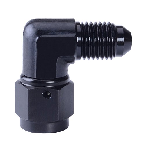 SYKRSS 4AN Aluminum Anodize Finish Male/Female 90 Degree Flare Bulkhead Fitting Adapter AN-4 Black