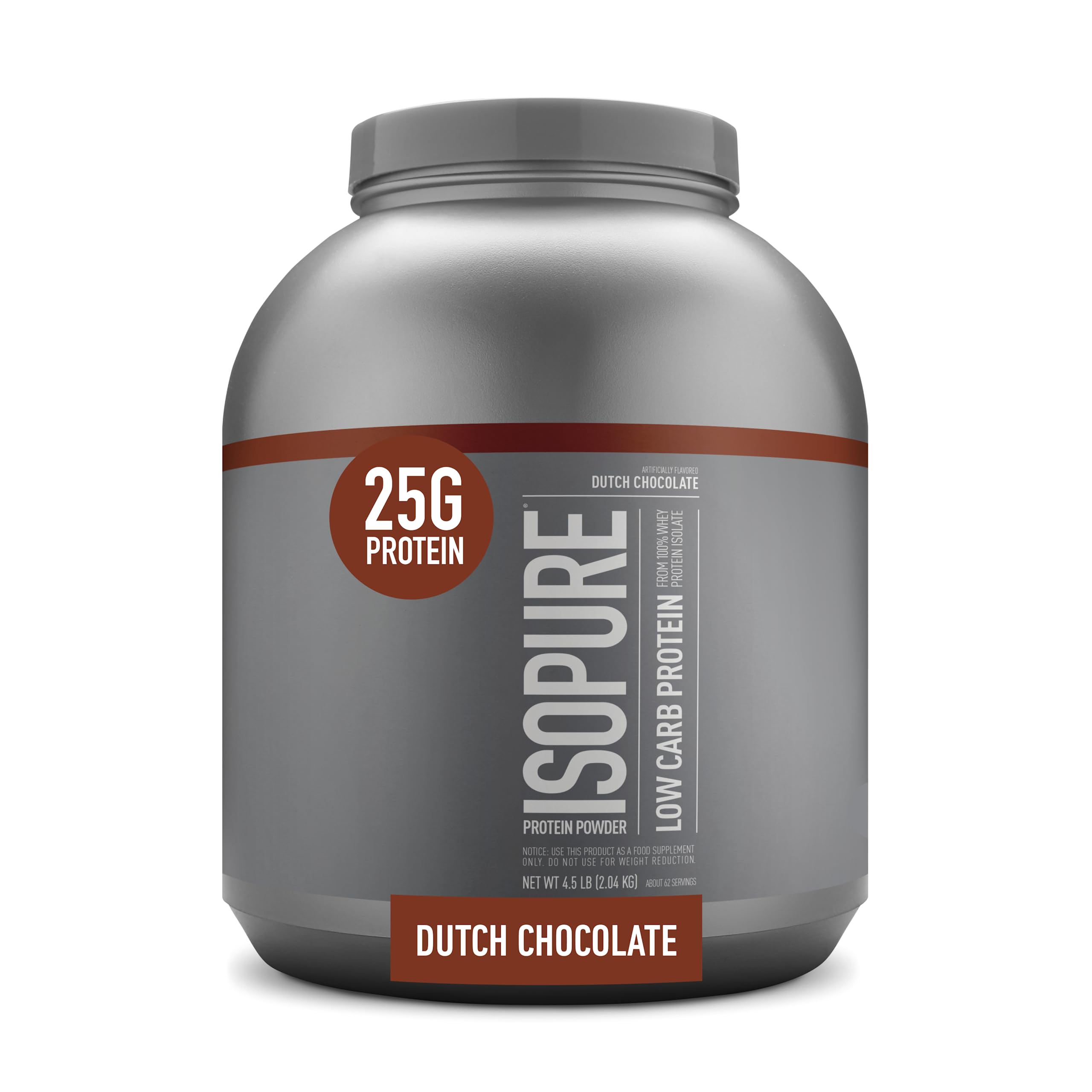 Isopure Protein Powder, Whey Isolate with Vitamin C & Zinc for Immune Support, 25g Protein, Low Carb & Keto Friendly, Flavor: Dutch Chocolate, 62 Servings, 4.5 Pounds (Packaging May Vary) Dutch Chocolate 4.5 Pound