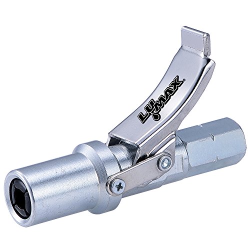 Lumax LX-1403 Silver Heavy-Duty Quick Release Grease Coupler, 1/8" NPT, 1 Pack. Integrated Non-Return Valve enables Unit to be Disconnected Easily at pressures up to 15,000 PSI.