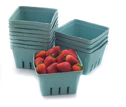JA Kitchens QUART Green Molded Pulp Fiber Berry/Produce Vented Basket (20 Pieces)