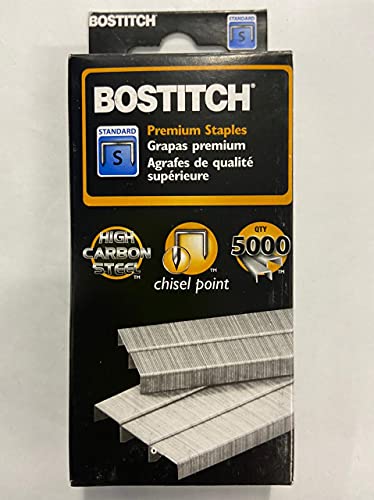 Book Cover Bostitch Premium Standard Staples, Full-Strip, 0.25 Inch Leg, 5,000 per Box (SBS191/4CP)