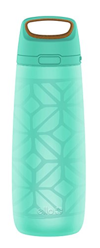 Ello Wren Glass Water Bottle with One-Touch Flip Lid, 22 oz, Mint