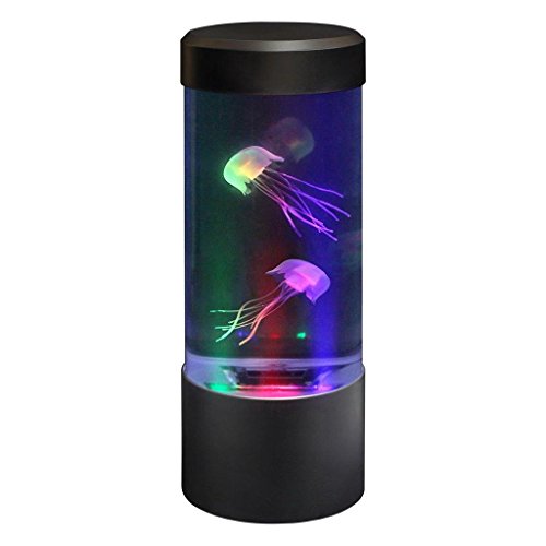 Lightahead LED Mini Desktop Fantasy Jellyfish Lamp with Color Changing Light Effects. A Sensory Synthetic Jelly Fish Tank Aquarium Mood Lamp. Excellent Gift