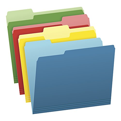 Book Cover Pendaflex Two-Tone Color File Folders, Letter Size, Assorted Colors (Bright Green, Yellow, Red, Blue), 1/3-Cut Tabs, Assorted, 36 Pack (03086), 4-Color