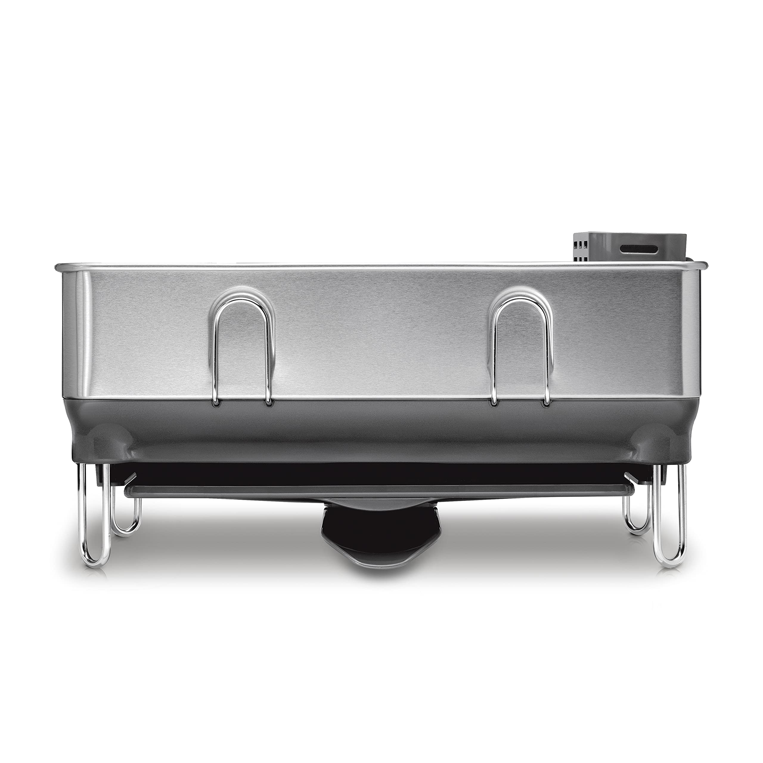 simplehuman Kitchen Compact Steel Frame Dish Rack with Swivel Spout Fingerprint-Proof Stainless, Grey Plastic Grey Plastic Compact Discontinued Dish Rack