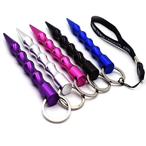 EIOU Self-Defence Key Chain Aluminum Anti-Wolf Defense Keychain, Ladies's Aviation Rings- 5 Pack