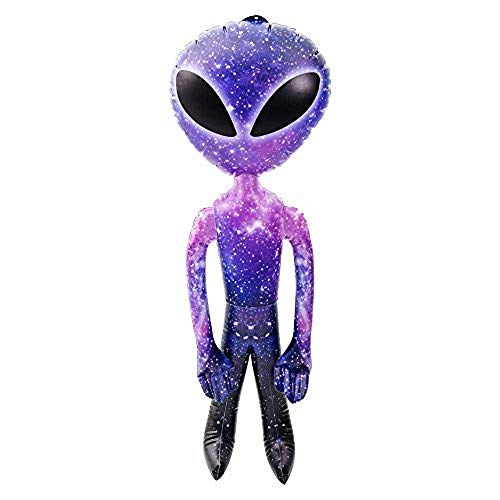 HOWBOUTDIS 36 inch Galaxy Print Alien Inflate with Extra Large Black Eyes - Party Favor - Carnival Prize